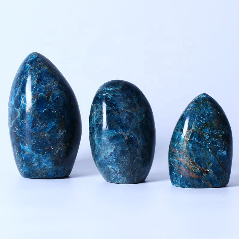 Natural High Quality Crystal Rock Stone Mineral specimen Rough Blue Apatite Standing Stone For Home Decoration