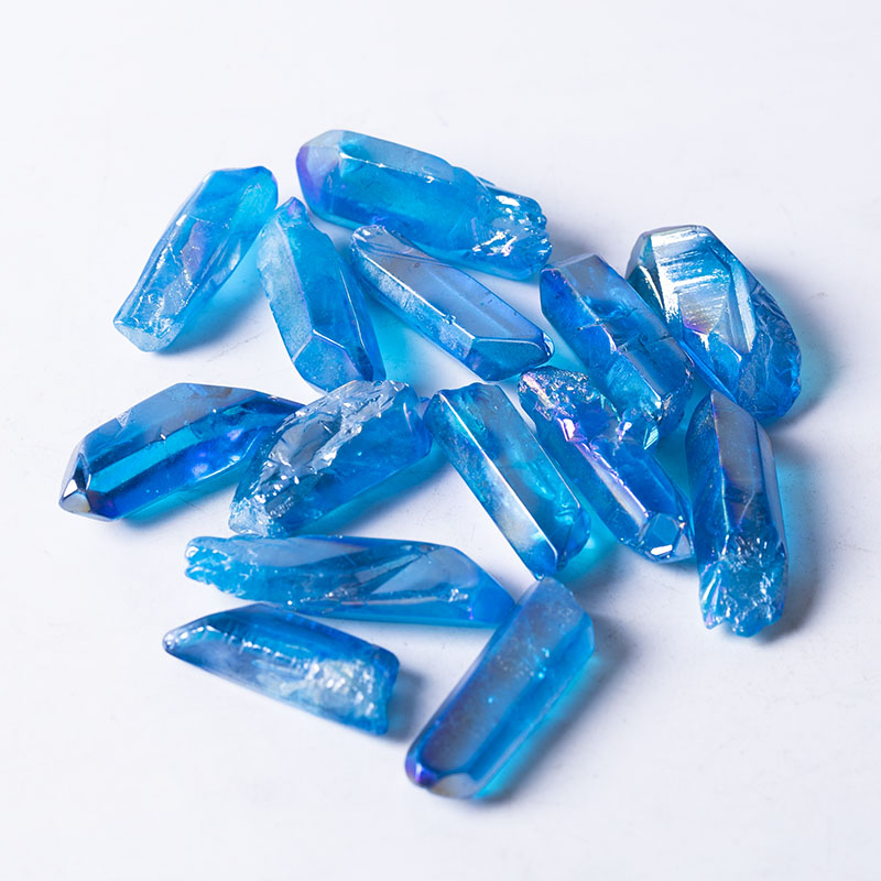 High quality natural plating blue clear quartz point