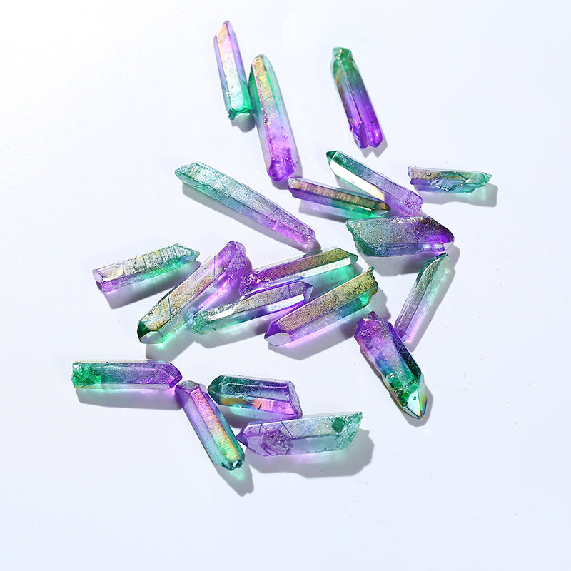 Two-color purple green race quartz