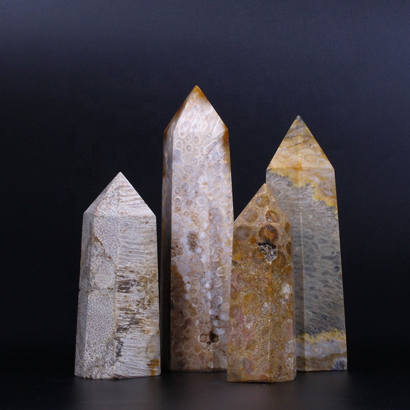 wholesale natural crystal wand coral jade fossil wand point quartz crystal tower for healing