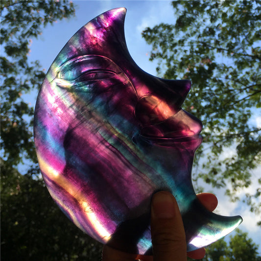Natural multi-color moon fluorite crystal