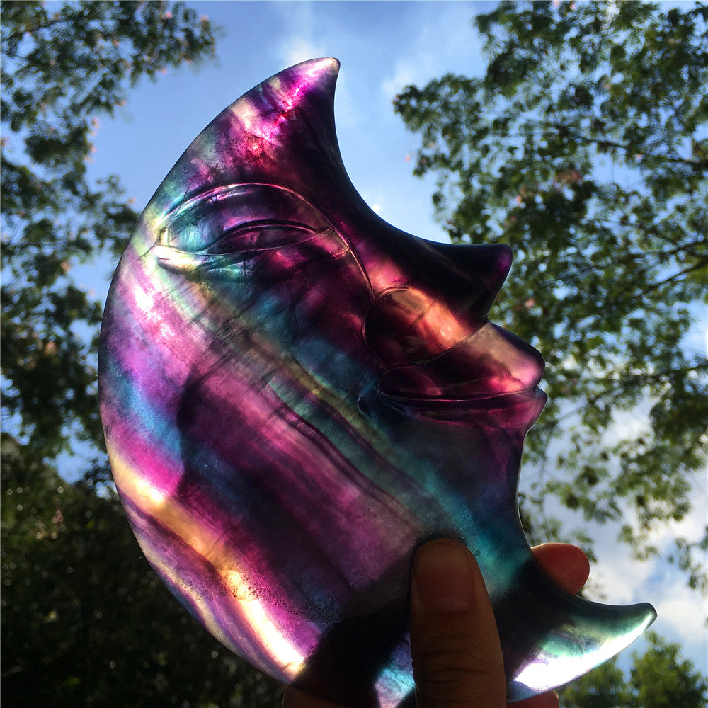 Natural multi-color moon fluorite crystal