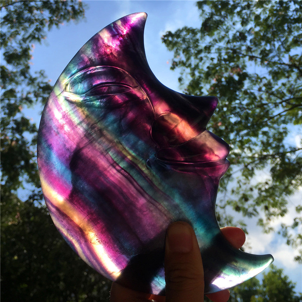 Natural multi-color moon fluorite crystal