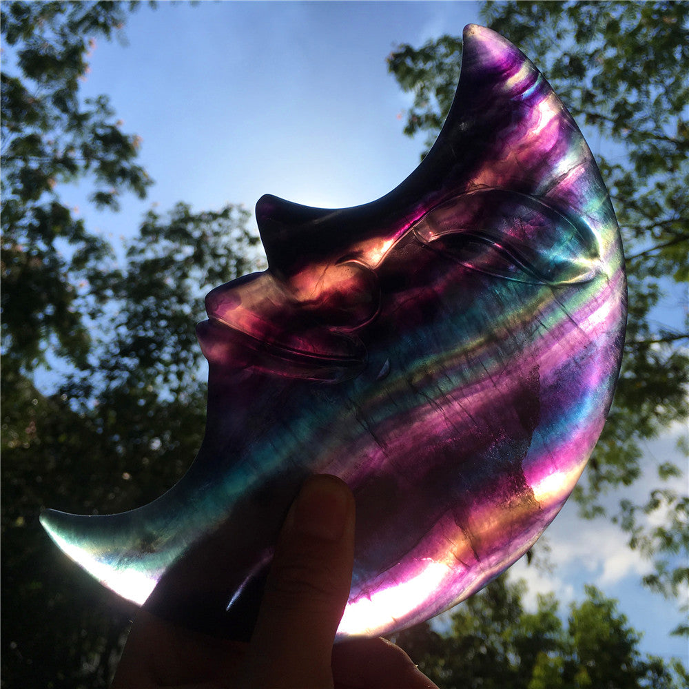 Natural multi-color moon fluorite crystal