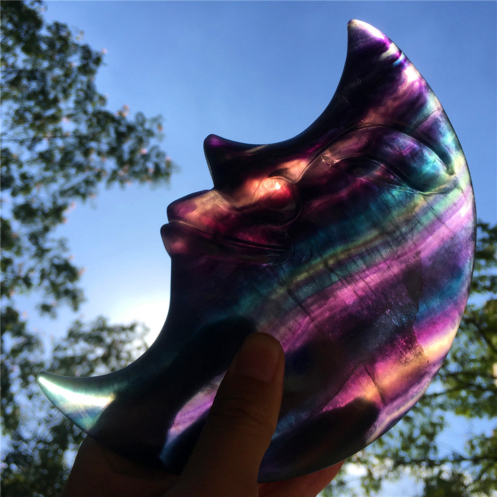 Natural multi-color moon fluorite crystal