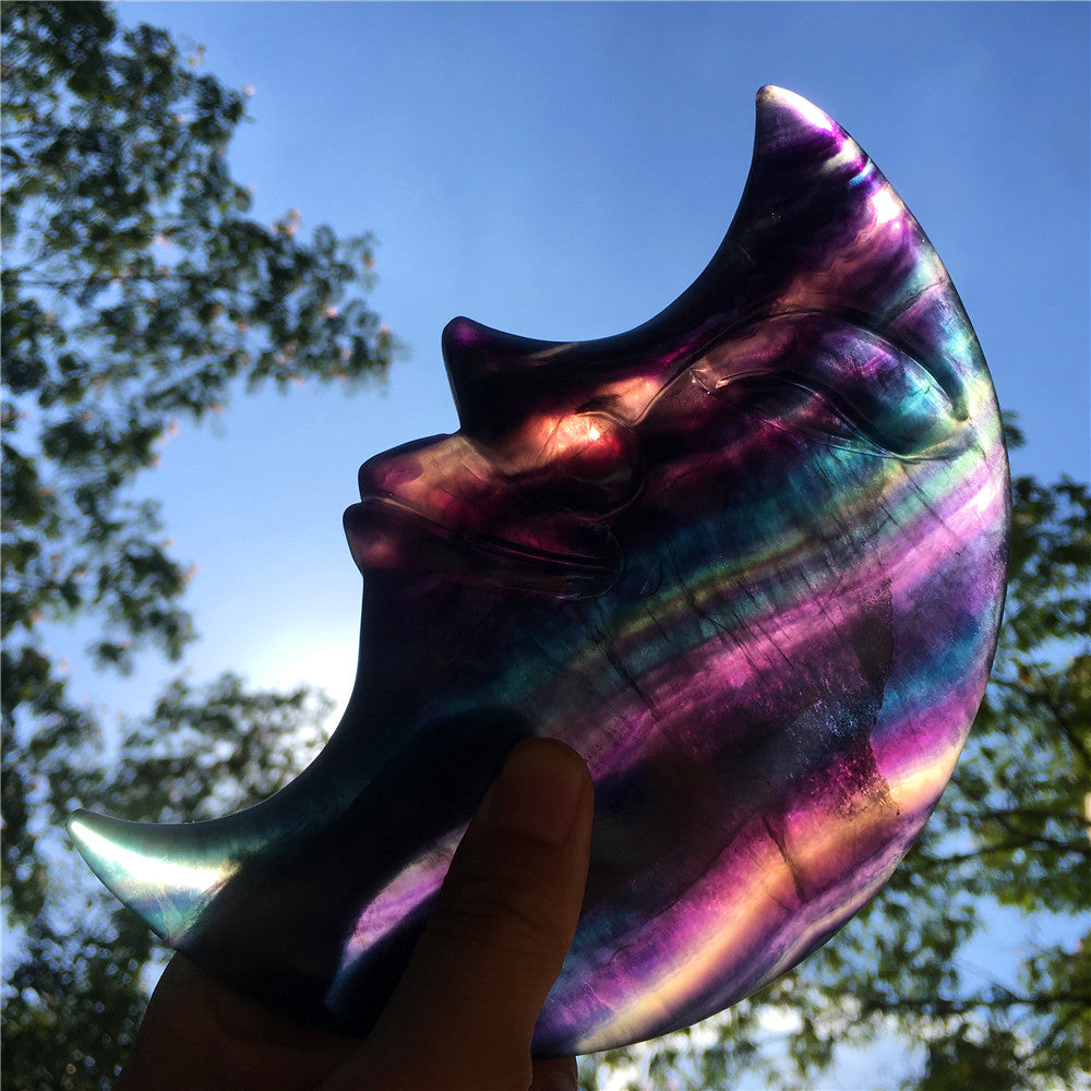 Natural multi-color moon fluorite crystal