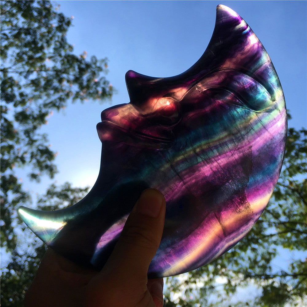 Natural multi-color moon fluorite crystal