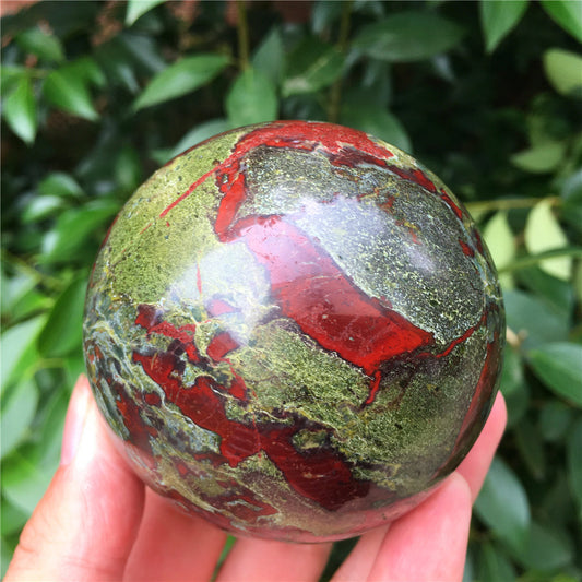 Bola de cristal de jaspe de piedra de sangre de dragón natural