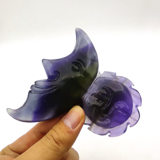 Fluorite crystal engraving animal rainbow fluorite crystal