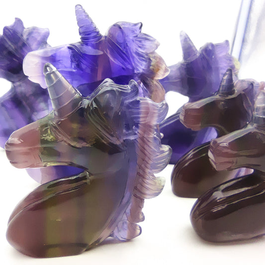 Fluorite crystal engraving animal rainbow fluorite crystal