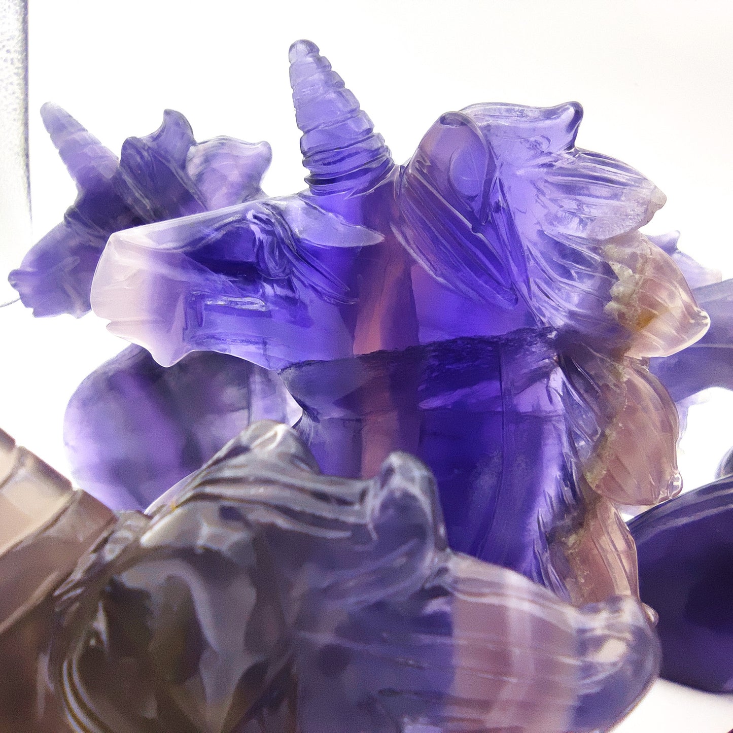 螢石水晶雕刻動物彩虹螢石水晶