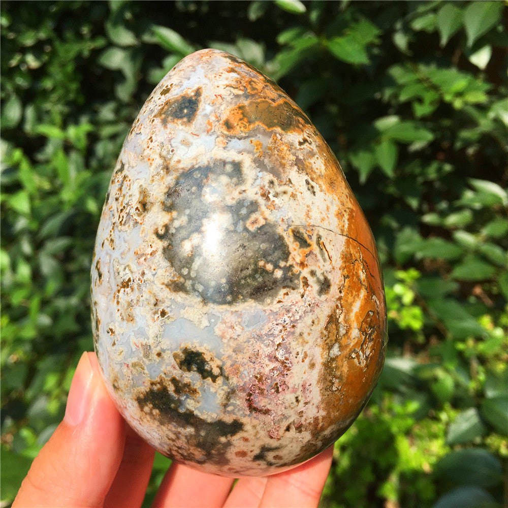 729G Huevo tallado en cristal de Ocean Jasper F11