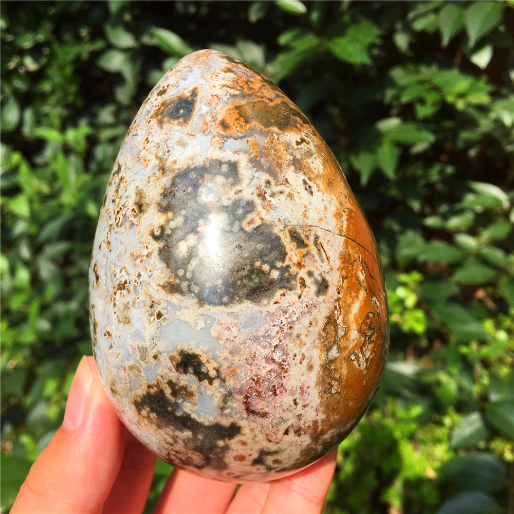 729G Huevo tallado en cristal de Ocean Jasper F11