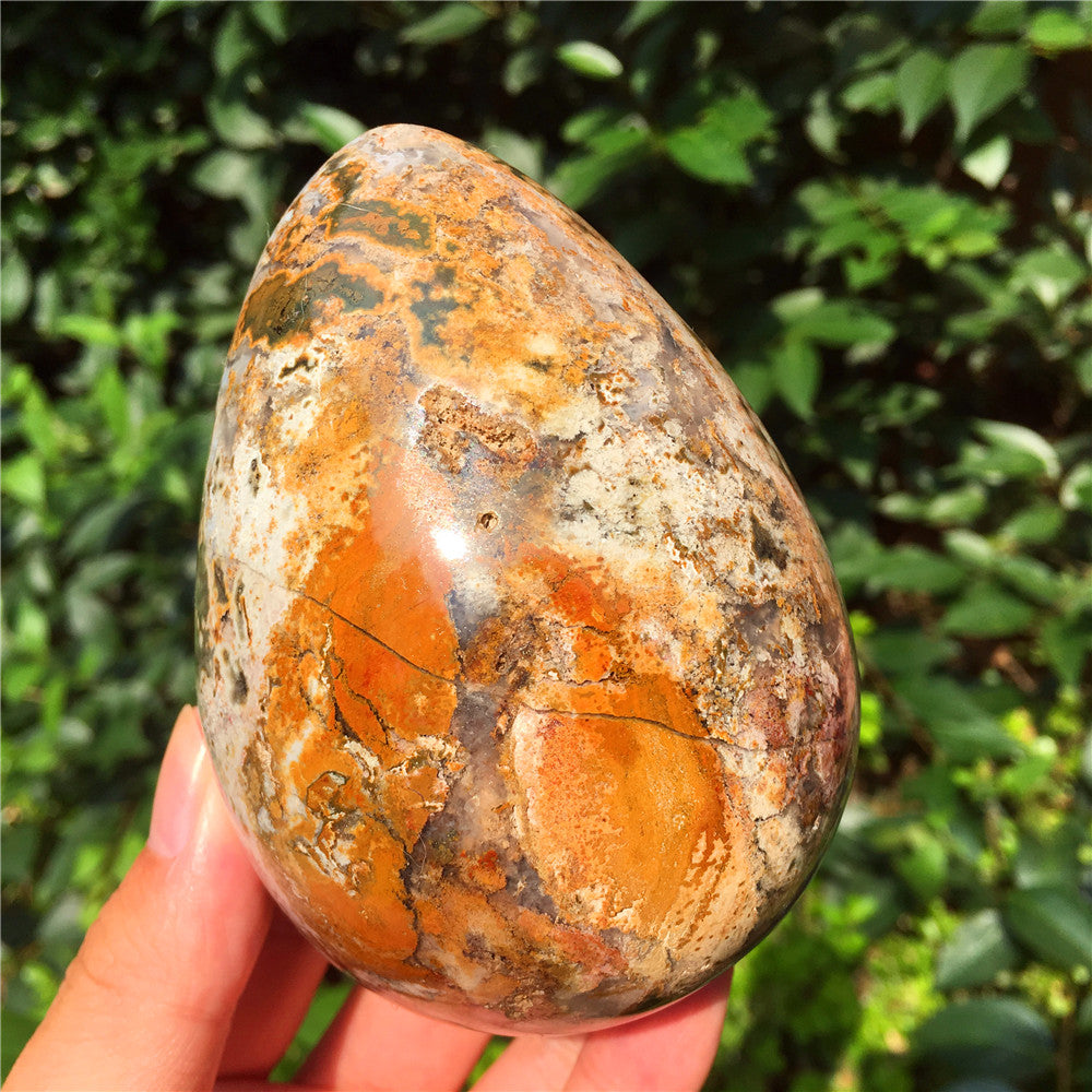 729G Huevo tallado en cristal de Ocean Jasper F11