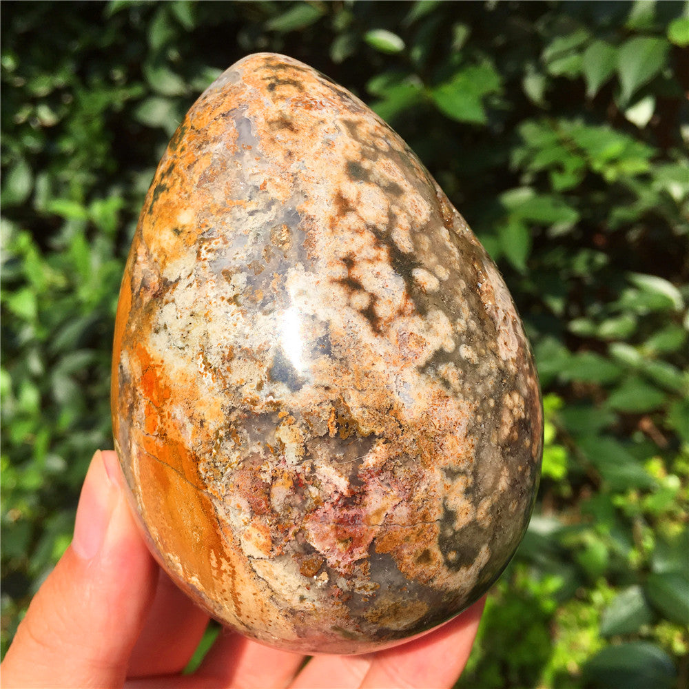 729G Huevo tallado en cristal de Ocean Jasper F11