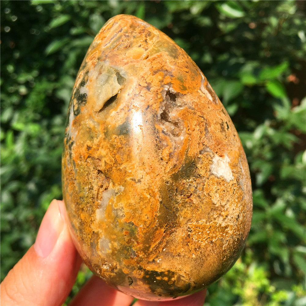 440G Huevo tallado en cristal de Ocean Jasper F6