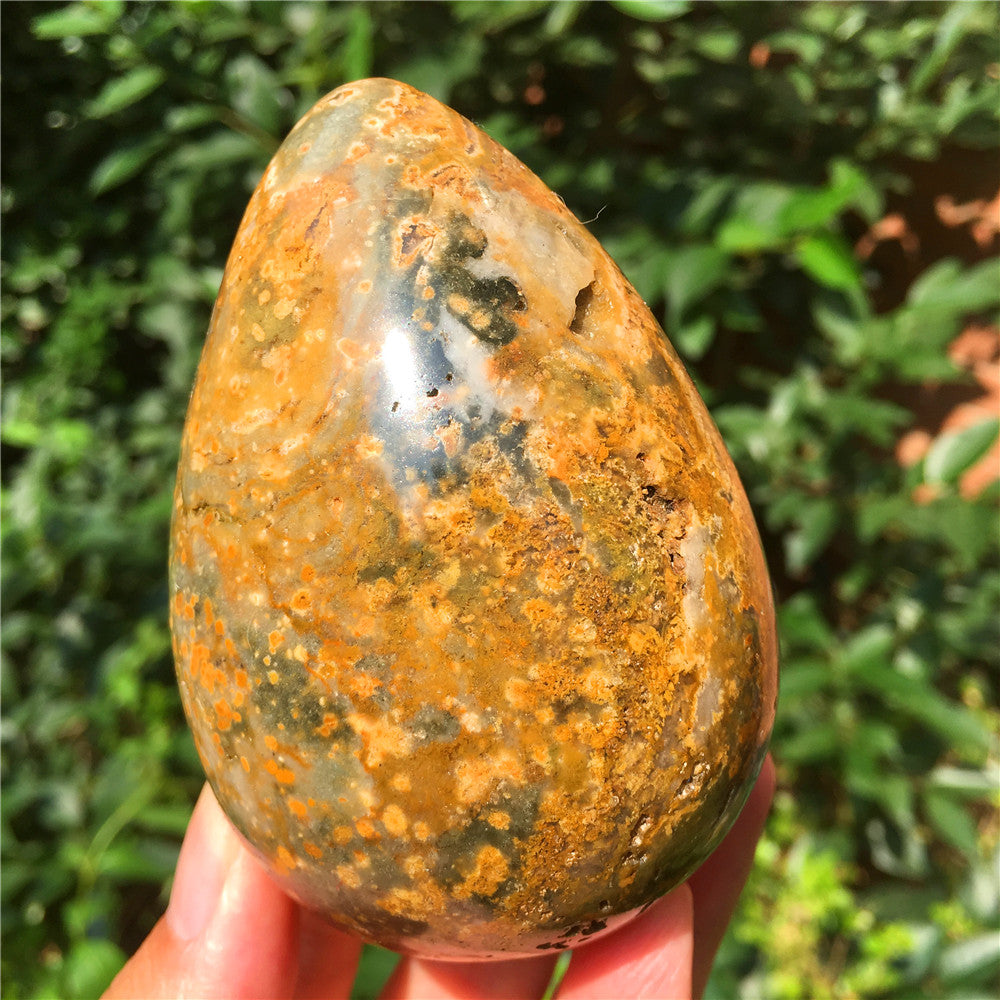 440G Huevo tallado en cristal de Ocean Jasper F6