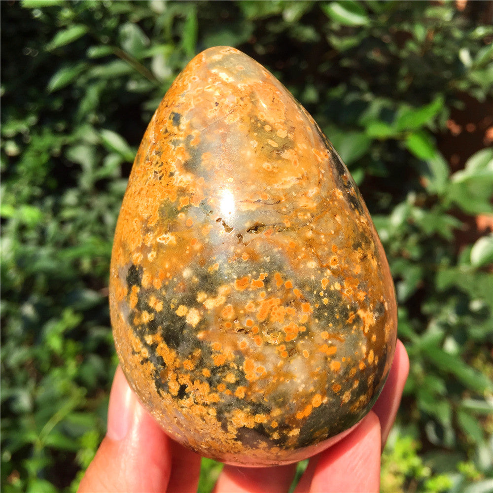 440G Huevo tallado en cristal de Ocean Jasper F6