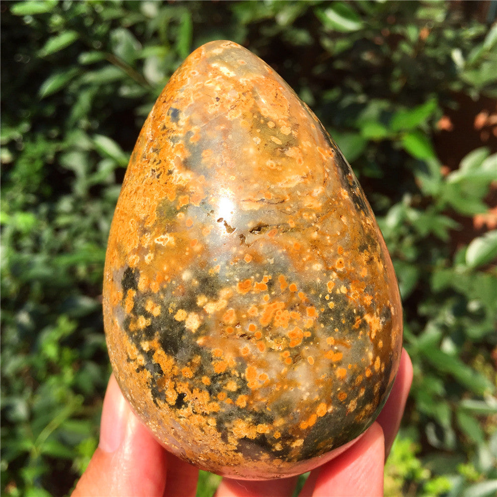 440G Huevo tallado en cristal de Ocean Jasper F6