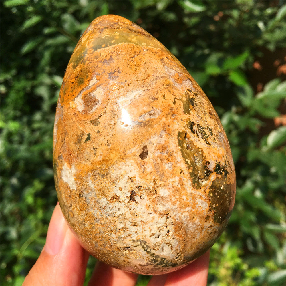 440G Huevo tallado en cristal de Ocean Jasper F6