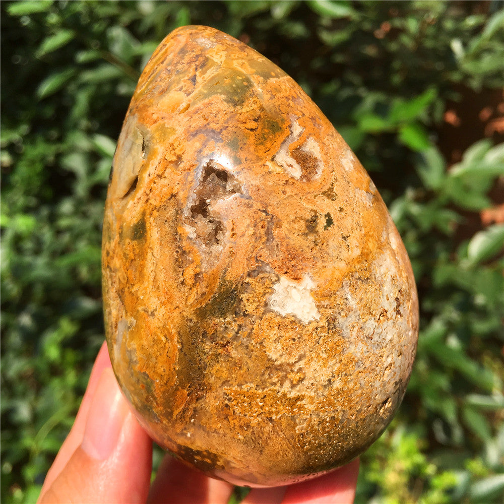 440G Huevo tallado en cristal de Ocean Jasper F6