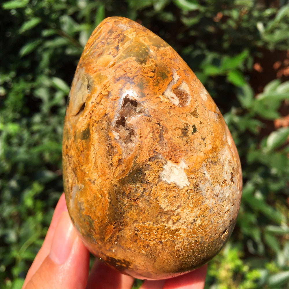 440G Huevo tallado en cristal de Ocean Jasper F6