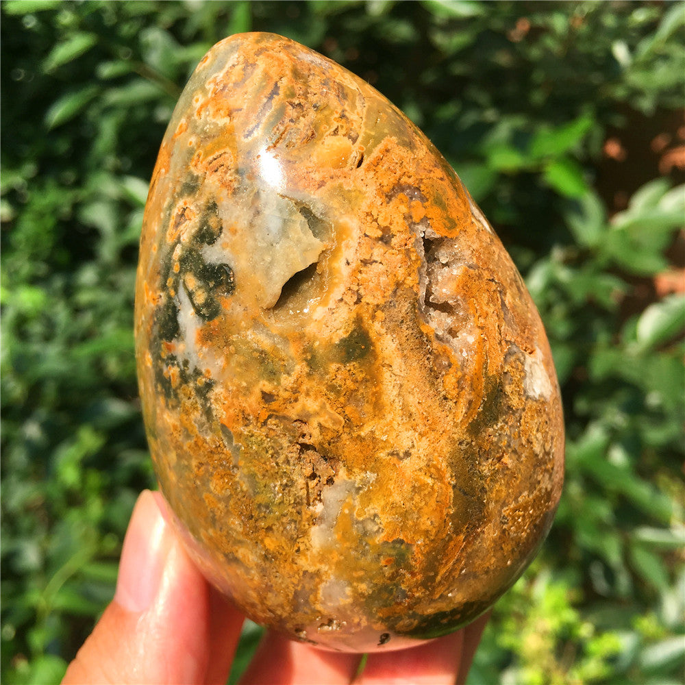 440G Huevo tallado en cristal de Ocean Jasper F6