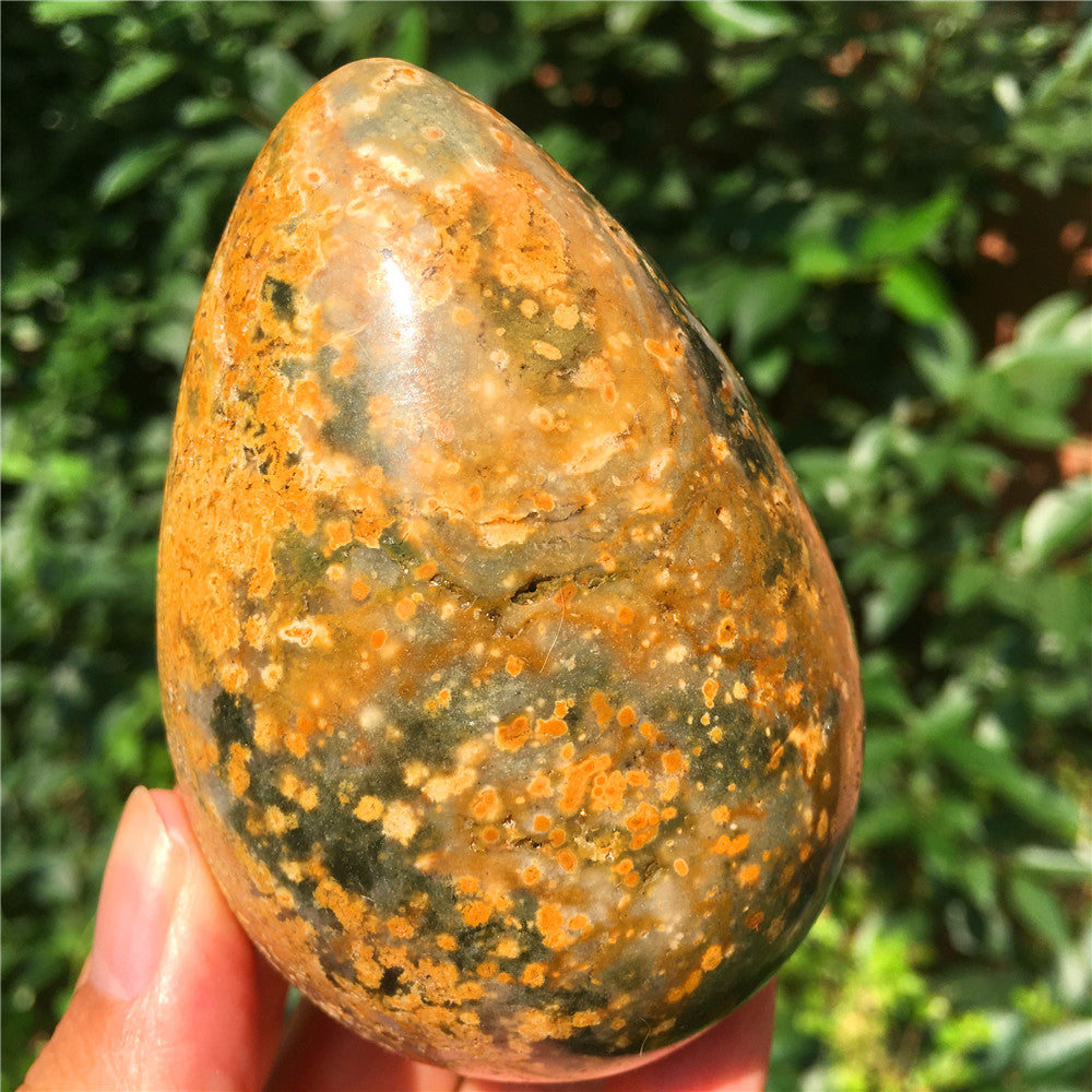 440G Huevo tallado en cristal de Ocean Jasper F6