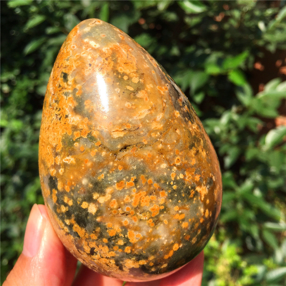 440G Huevo tallado en cristal de Ocean Jasper F6