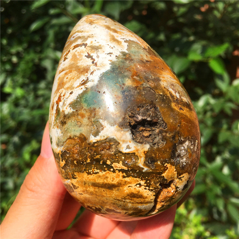 390G海碧玉F16水晶雕花蛋