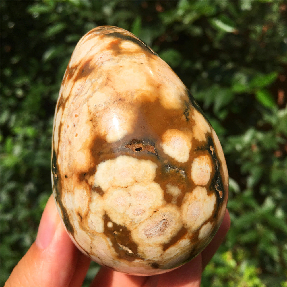 308G 海洋碧玉 F14 水晶雕花蛋