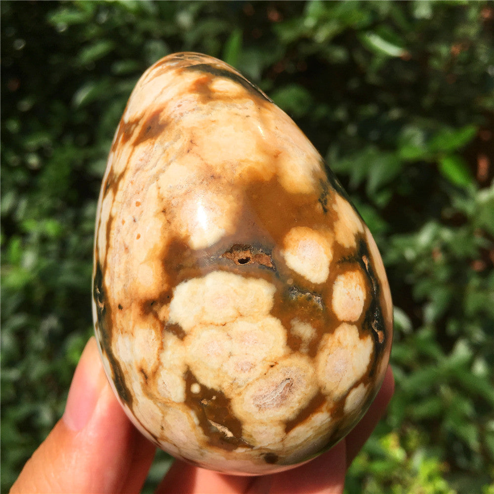 308G 海洋碧玉 F14 水晶雕花蛋