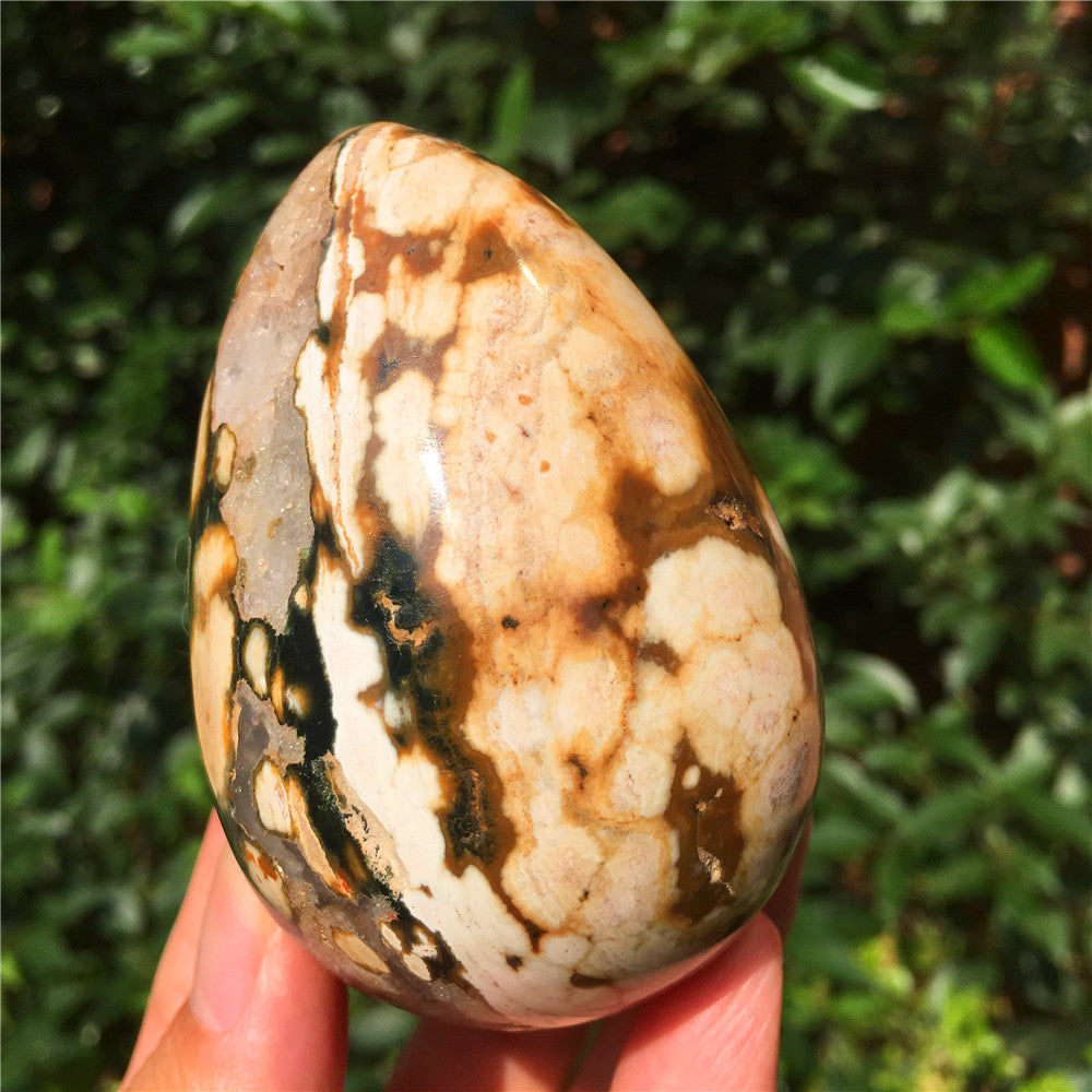 308G 海洋碧玉 F14 水晶雕花蛋
