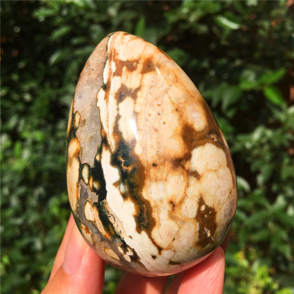 308G 海洋碧玉 F14 水晶雕花蛋