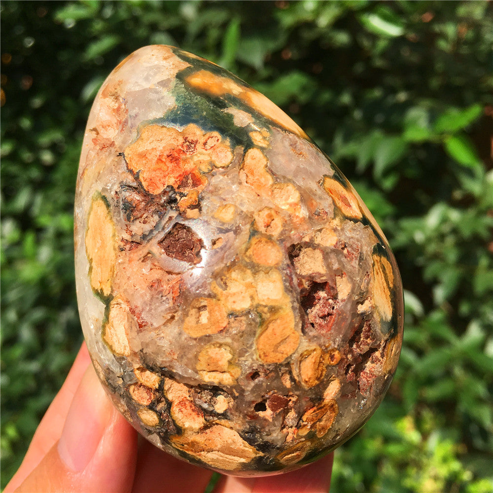 308G 海洋碧玉 F14 水晶雕花蛋