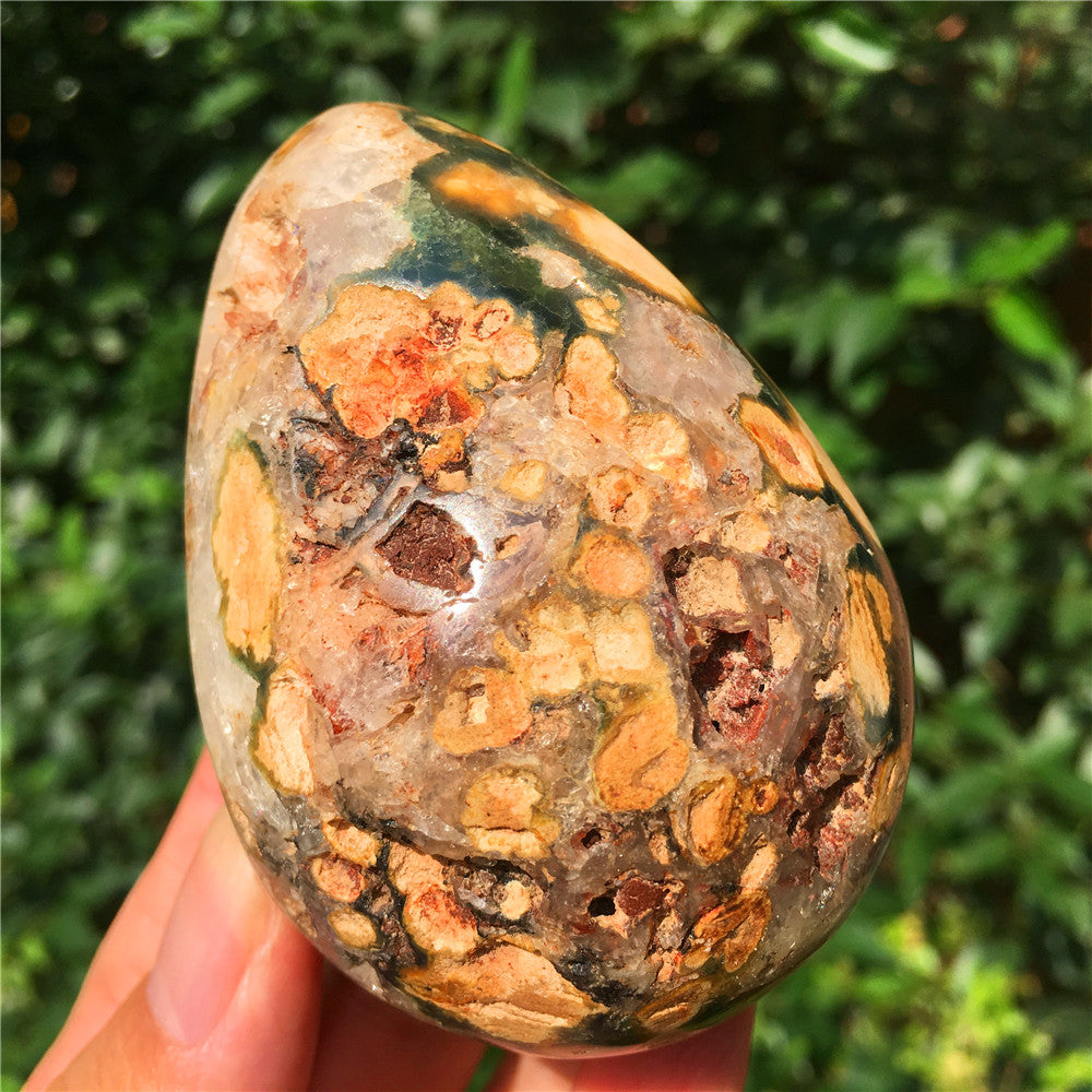 308G 海洋碧玉 F14 水晶雕花蛋