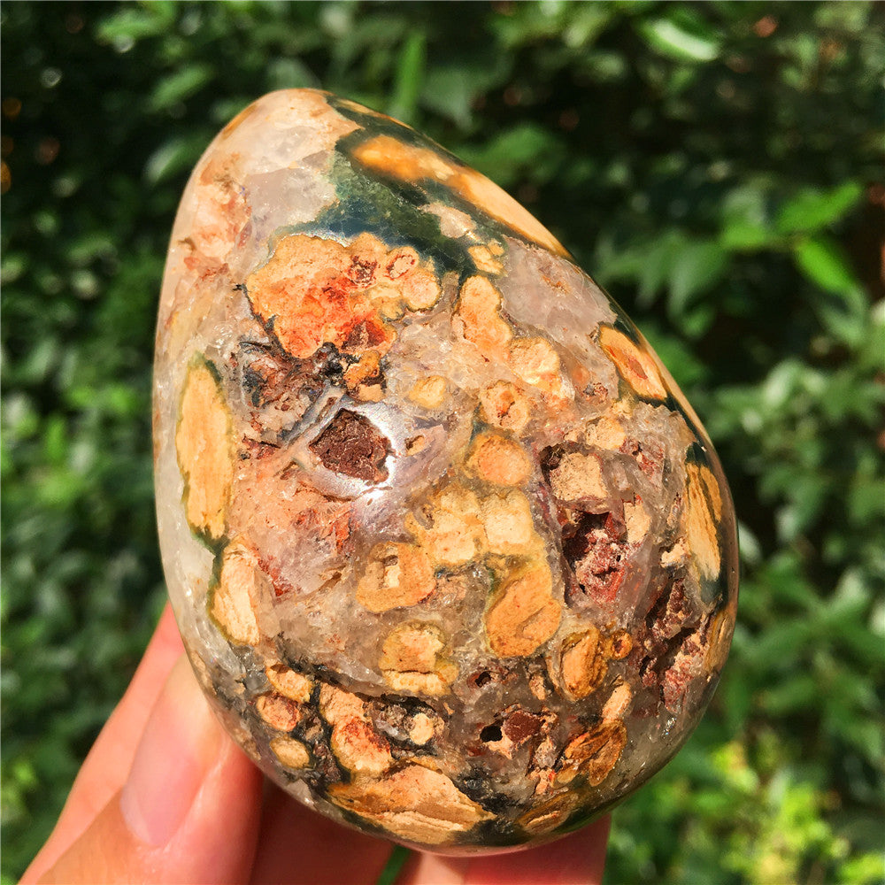 308G 海洋碧玉 F14 水晶雕花蛋