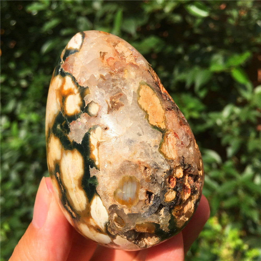 308G 海洋碧玉 F14 水晶雕花蛋