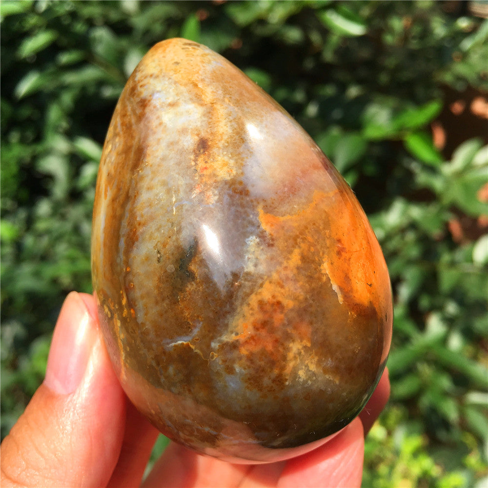 266G  Crystal carved egg of Ocean Jasper  F15