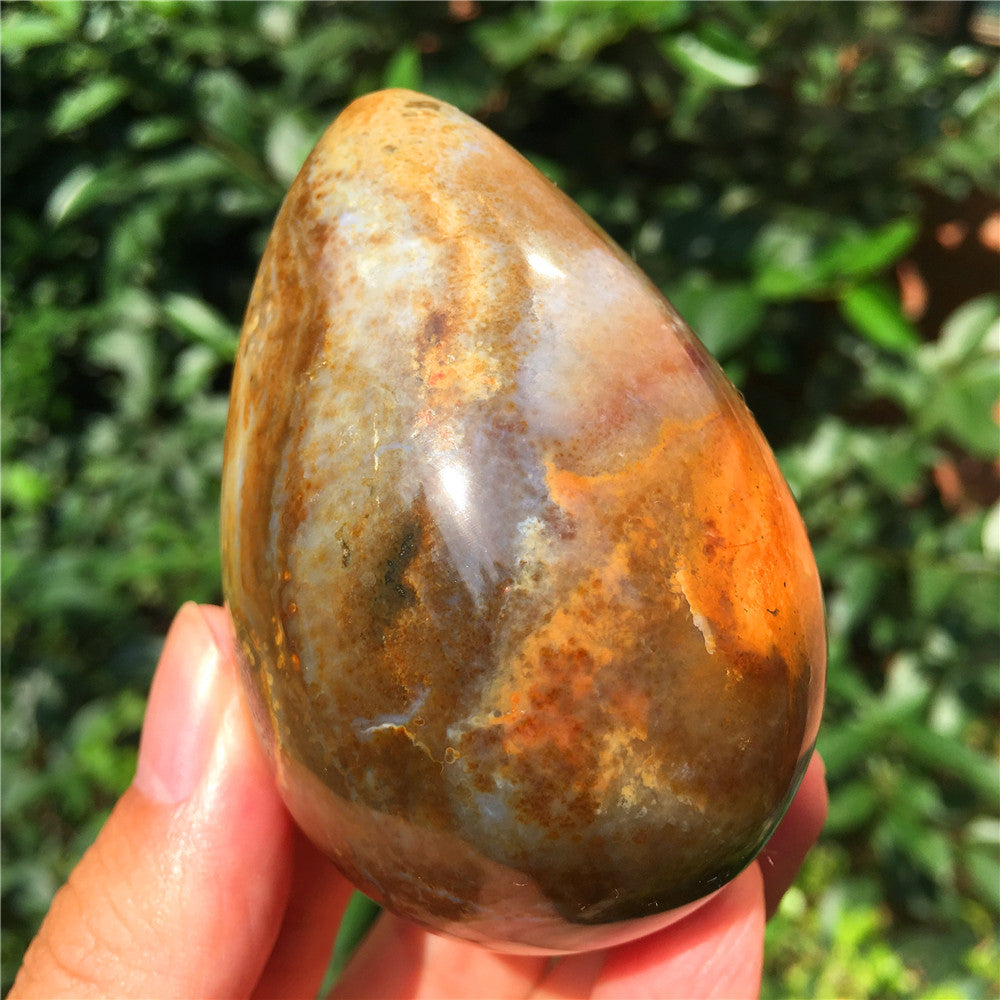 266G  Crystal carved egg of Ocean Jasper  F15