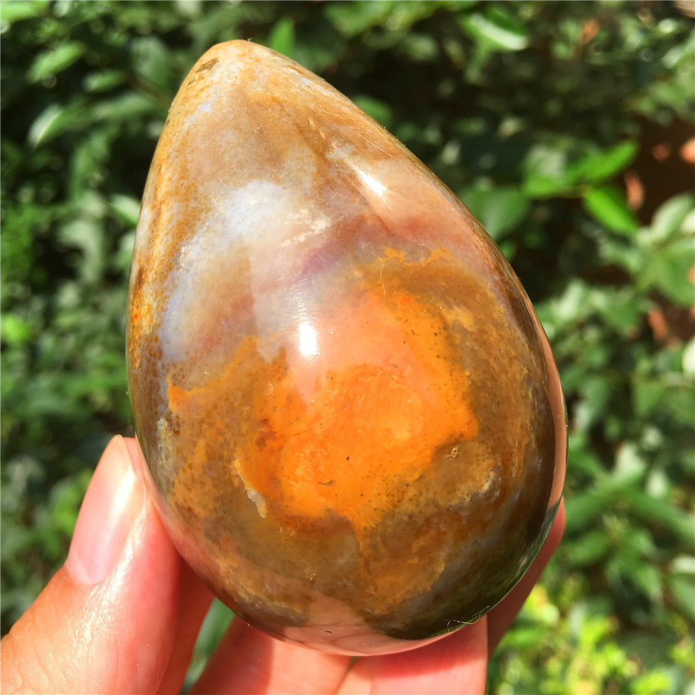 266G  Crystal carved egg of Ocean Jasper  F15