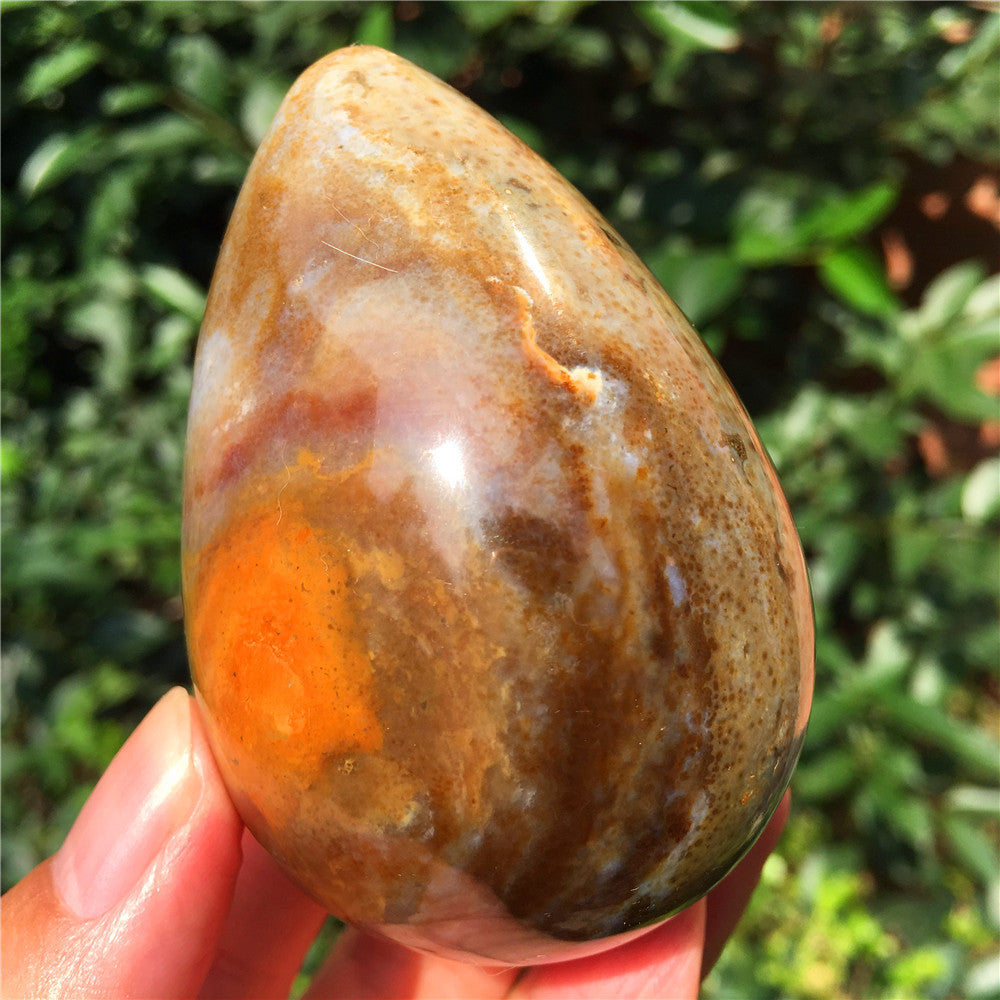 266G  Crystal carved egg of Ocean Jasper  F15