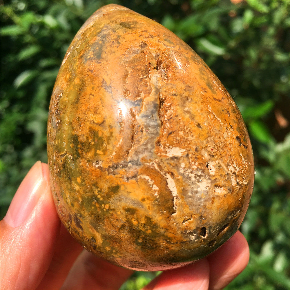 237G Huevo tallado en cristal de Ocean Jasper F17
