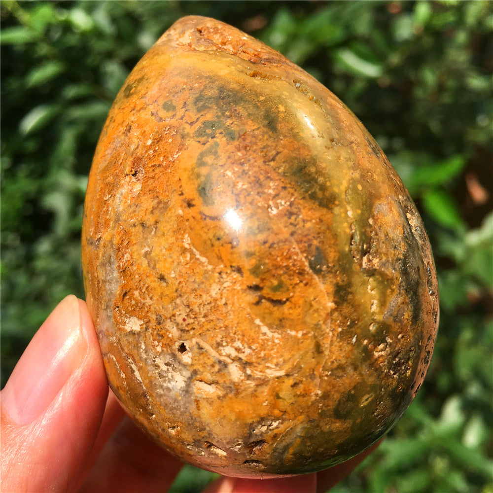 237G Huevo tallado en cristal de Ocean Jasper F17