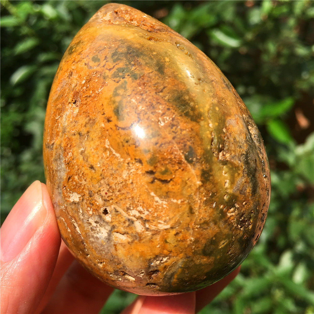 237G Huevo tallado en cristal de Ocean Jasper F17
