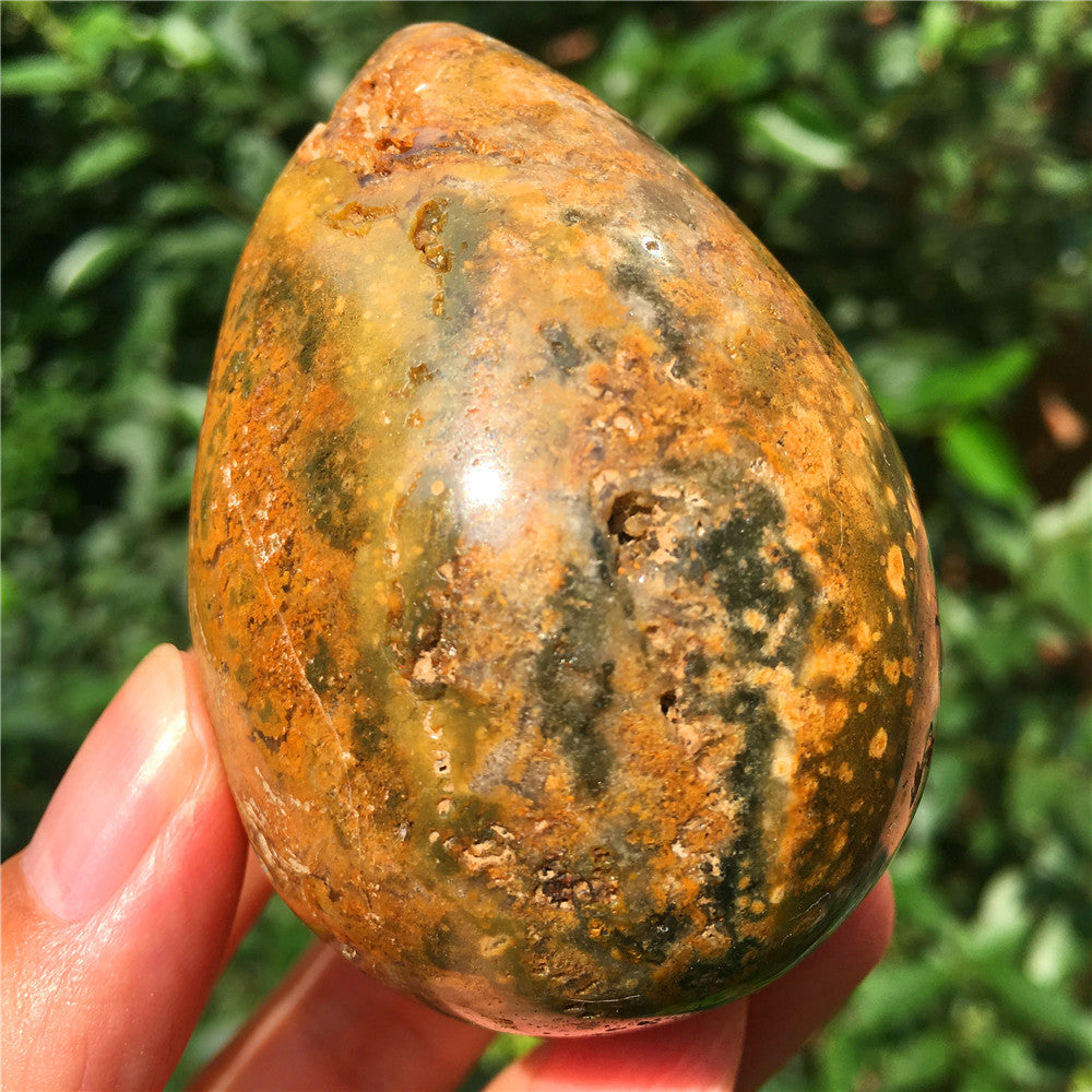 237G Huevo tallado en cristal de Ocean Jasper F17