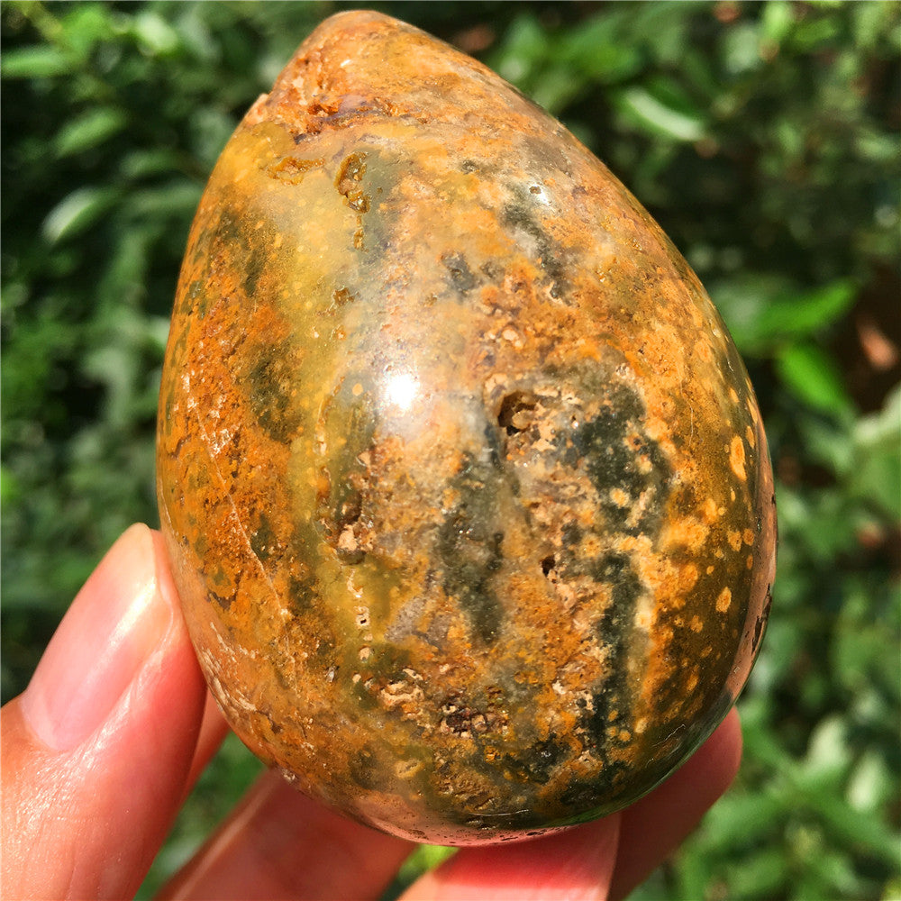 237G Huevo tallado en cristal de Ocean Jasper F17