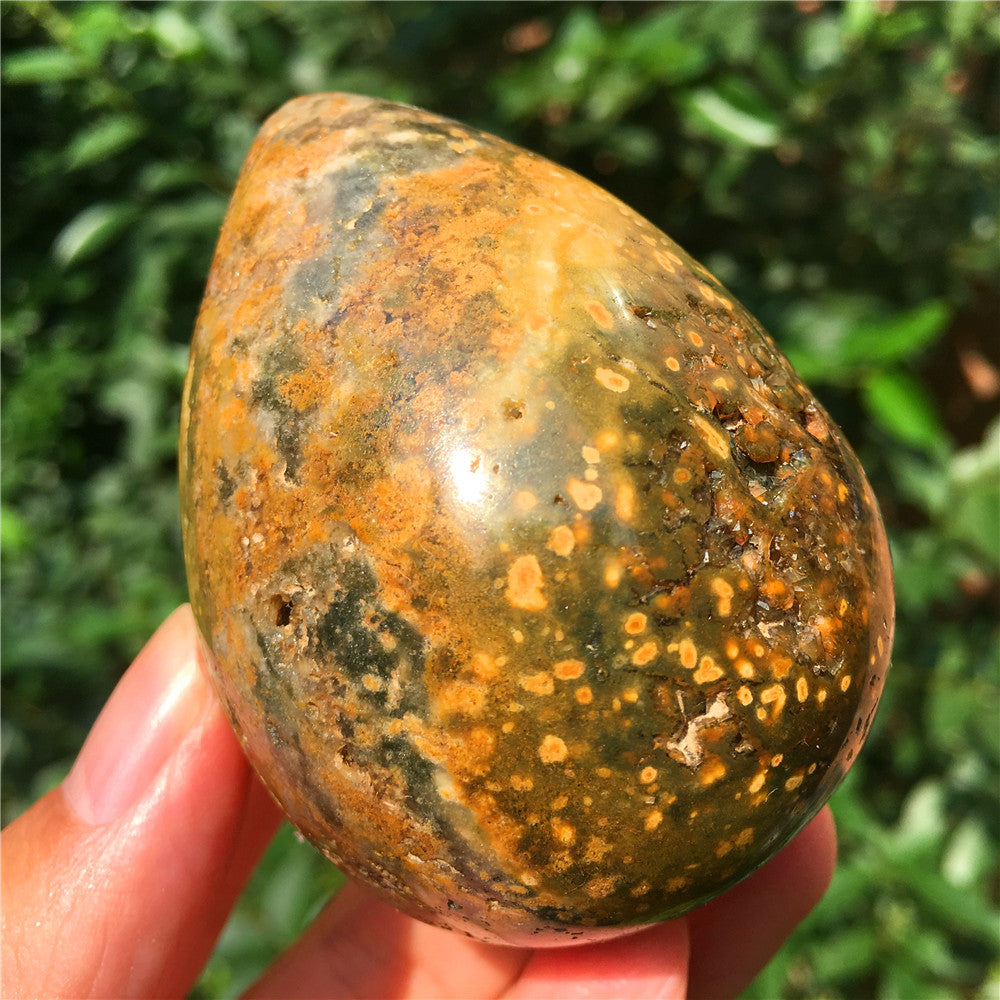 237G Huevo tallado en cristal de Ocean Jasper F17