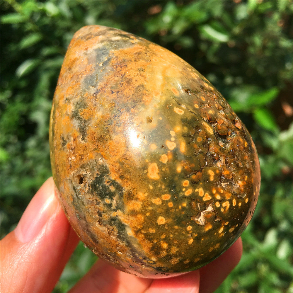 237G Huevo tallado en cristal de Ocean Jasper F17