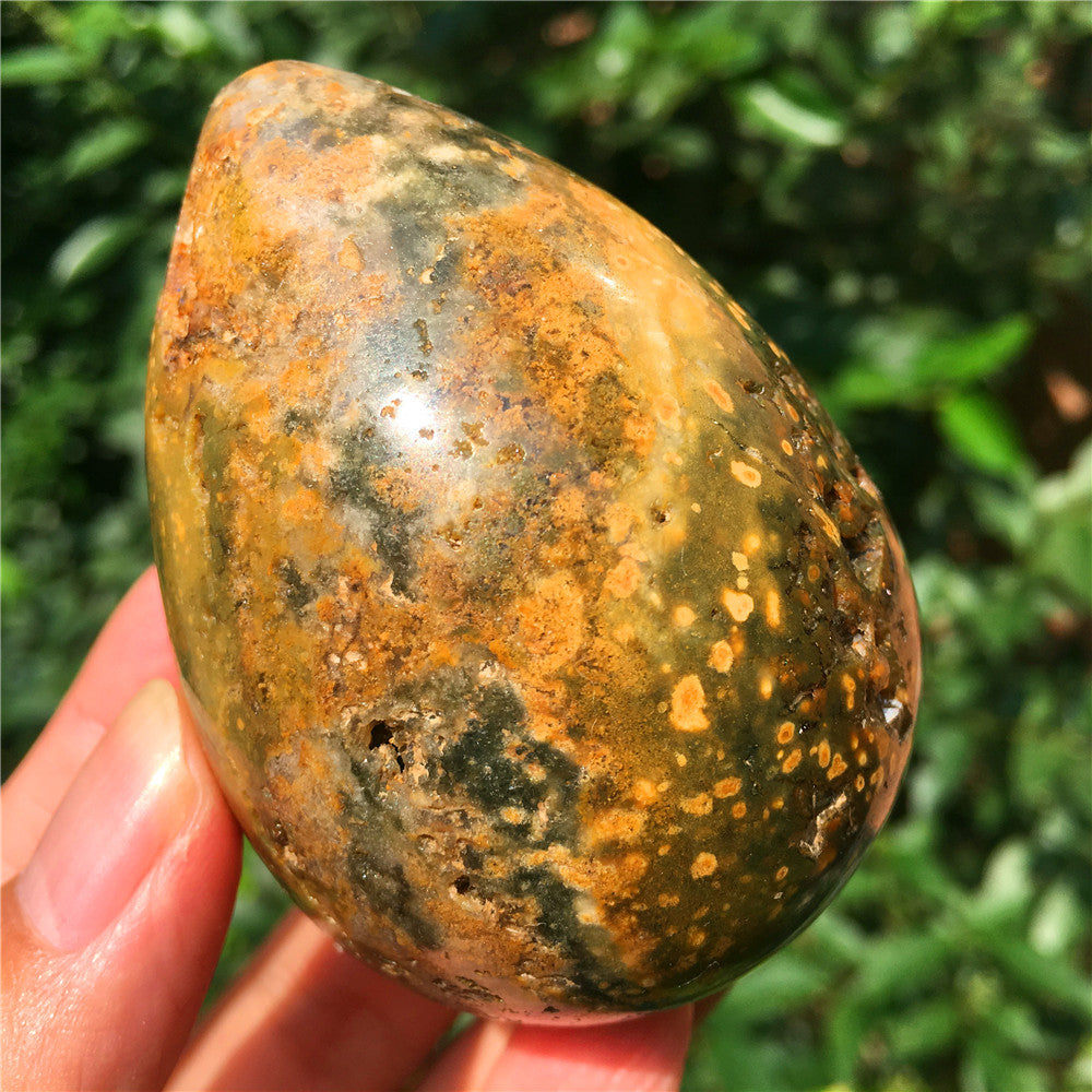 237G Huevo tallado en cristal de Ocean Jasper F17